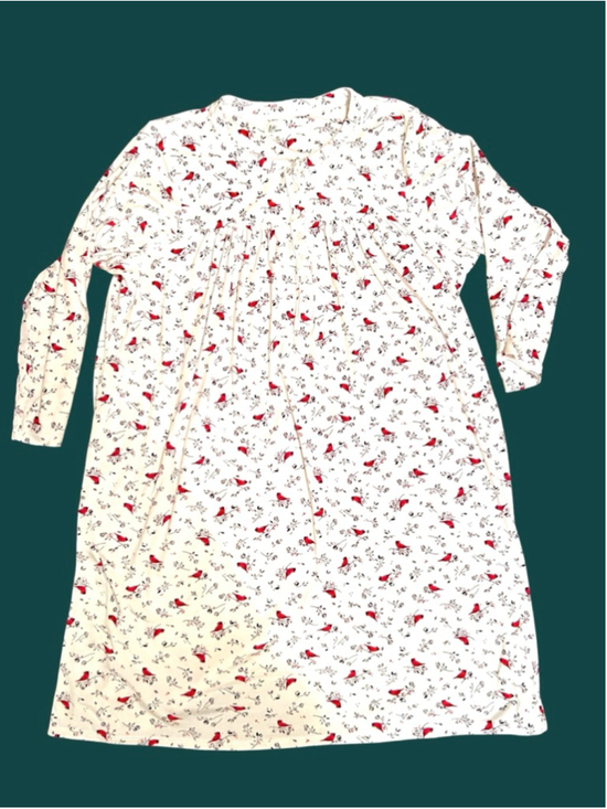 Aria Other - Aria 4X Micro Fleece Long Nightgown Red Cardinal Bird Print Cozy Cottage Soft